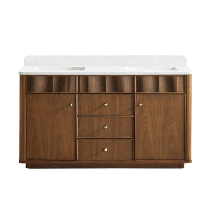 Zogno 60M" Double Sink Bath Vanity in Natural Walnut