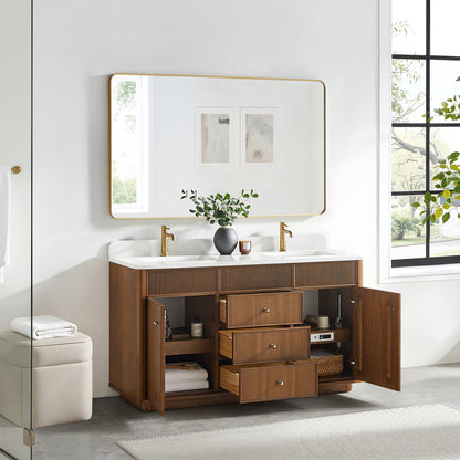 Zogno 60M" Double Sink Bath Vanity in Natural Walnut