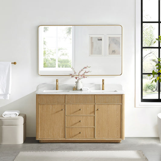 Zogno 60M" Double Sink Bath Vanity in Washed Ash Grey