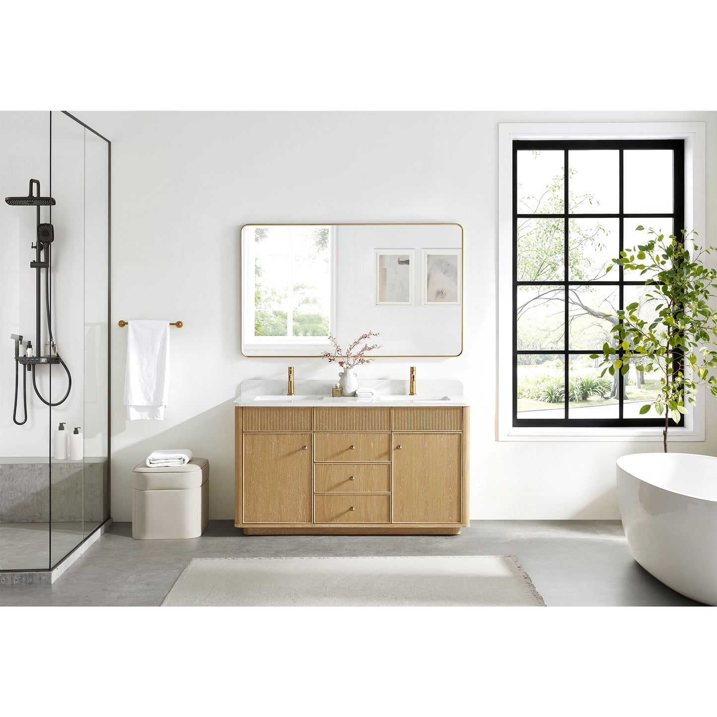 Zogno 60M" Double Sink Bath Vanity in Washed Ash Grey