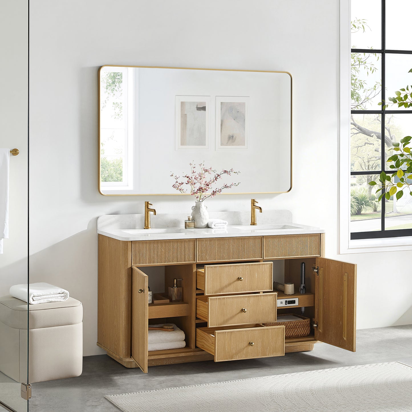 Zogno 60M" Double Sink Bath Vanity in Washed Ash Grey