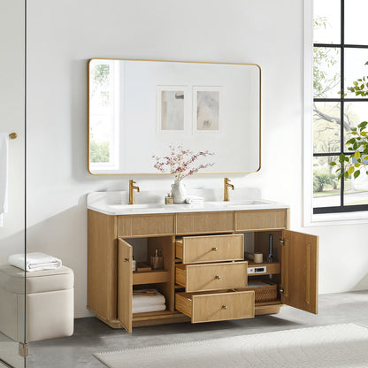 Zogno 60M" Double Sink Bath Vanity in Washed Ash Grey