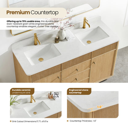 Zogno 60M" Double Sink Bath Vanity in Washed Ash Grey