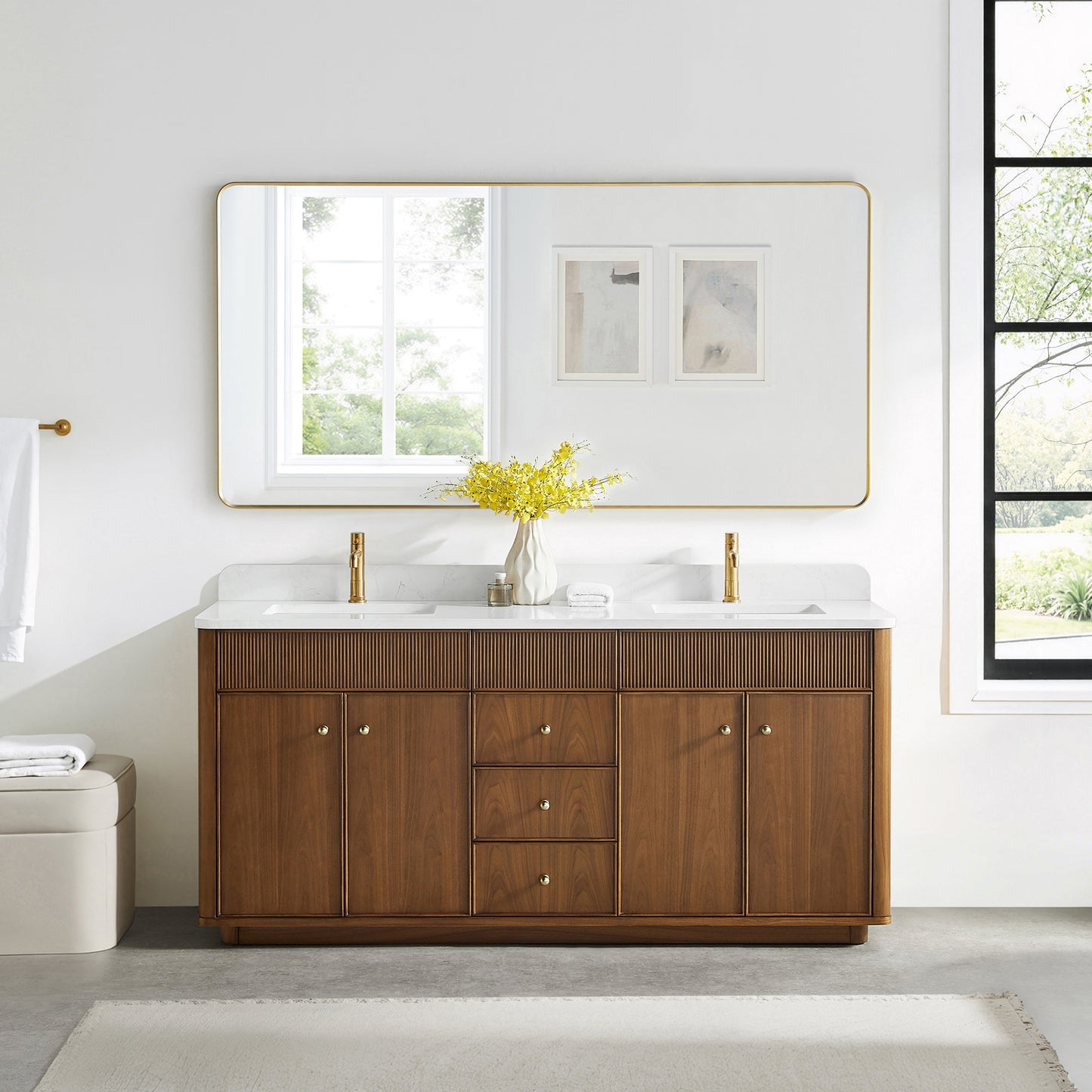 Zogno 72" Double Sink Bath Vanity in Natural Walnut