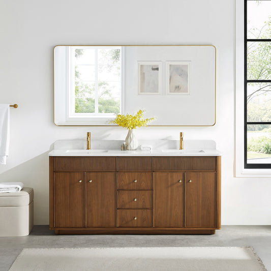Zogno 72" Double Sink Bath Vanity in Natural Walnut
