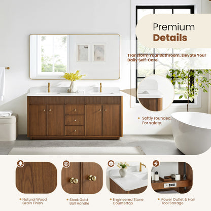Zogno 72" Double Sink Bath Vanity in Natural Walnut