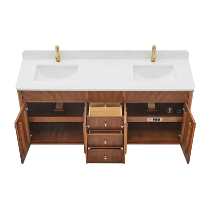 Zogno 72" Double Sink Bath Vanity in Natural Walnut