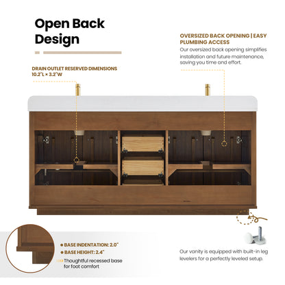 Zogno 72" Double Sink Bath Vanity in Natural Walnut