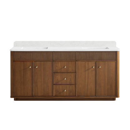 Zogno 72" Double Sink Bath Vanity in Natural Walnut