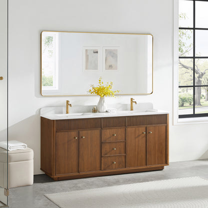 Zogno 72" Double Sink Bath Vanity in Natural Walnut