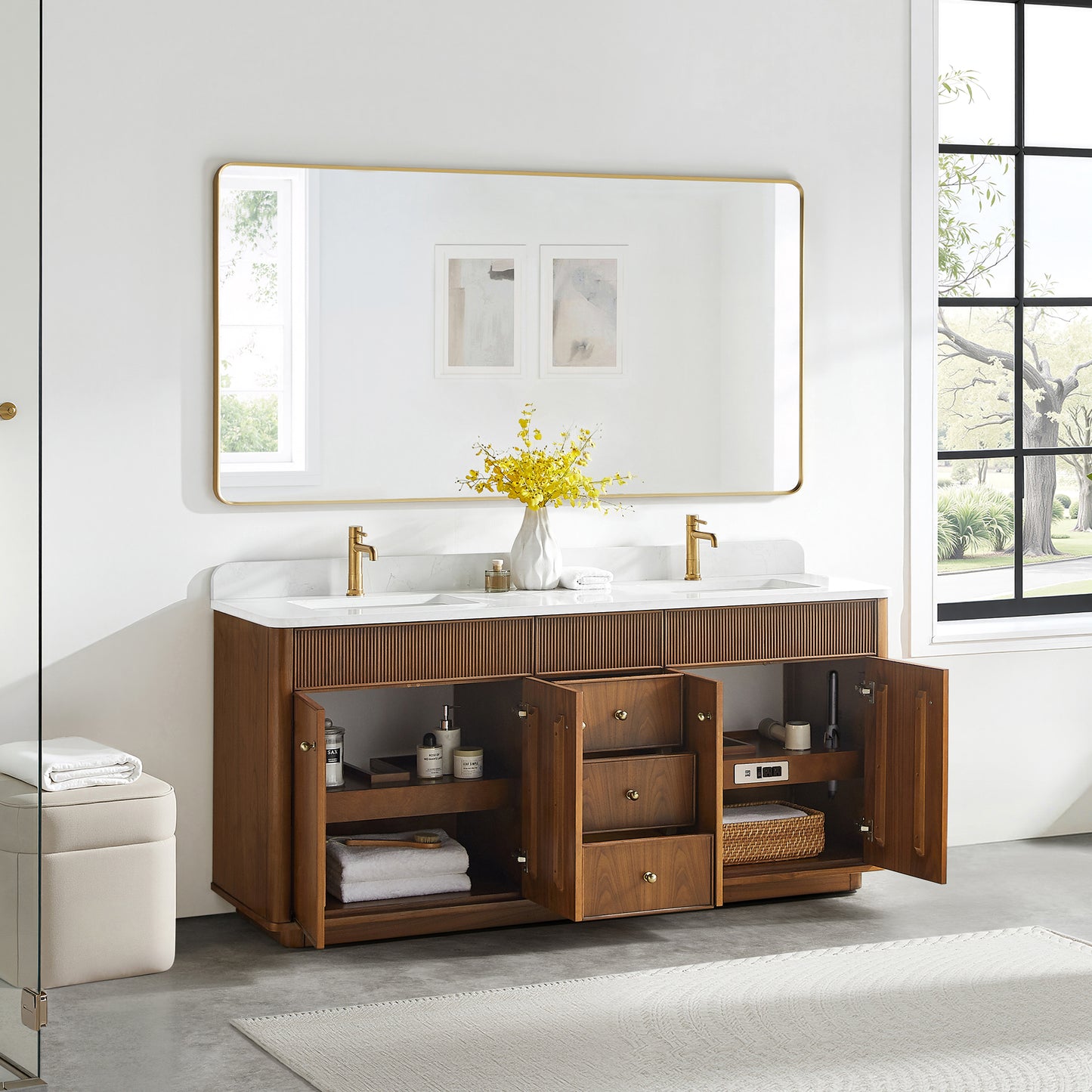 Zogno 72" Double Sink Bath Vanity in Natural Walnut