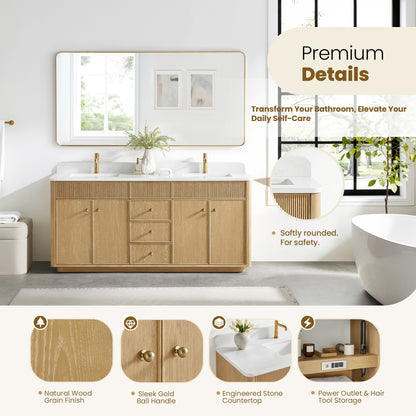 Zogno 72" Double Sink Bath Vanity in Washed Ash Grey