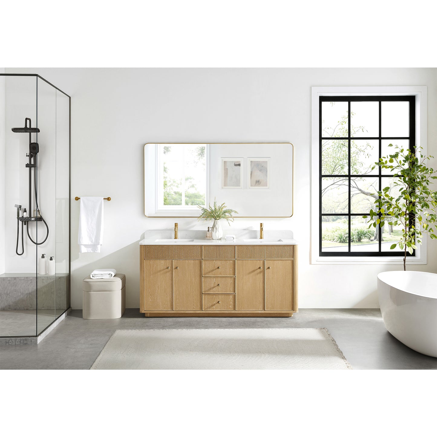 Zogno 72" Double Sink Bath Vanity in Washed Ash Grey