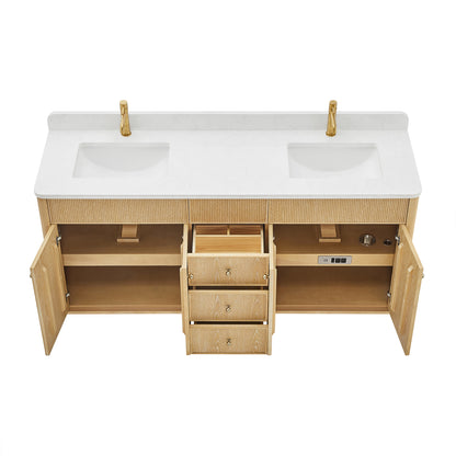 Zogno 72" Double Sink Bath Vanity in Washed Ash Grey