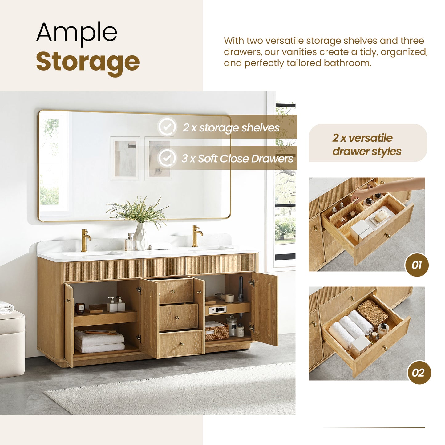 Zogno 72" Double Sink Bath Vanity in Washed Ash Grey