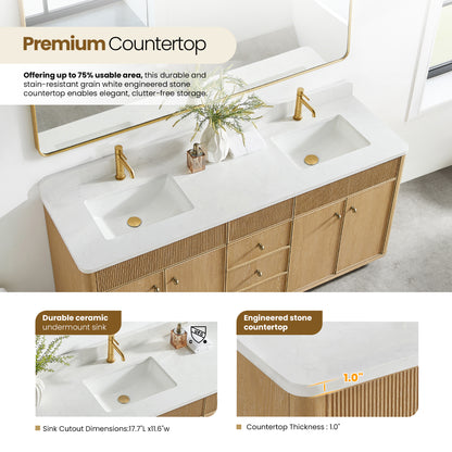 Zogno 72" Double Sink Bath Vanity in Washed Ash Grey