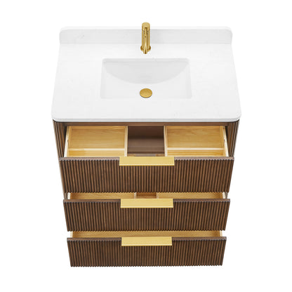 Zanica 36" Single Sink Bath Vanity in Oak Light Walnut