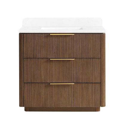 Zanica 36" Single Sink Bath Vanity in Oak Light Walnut