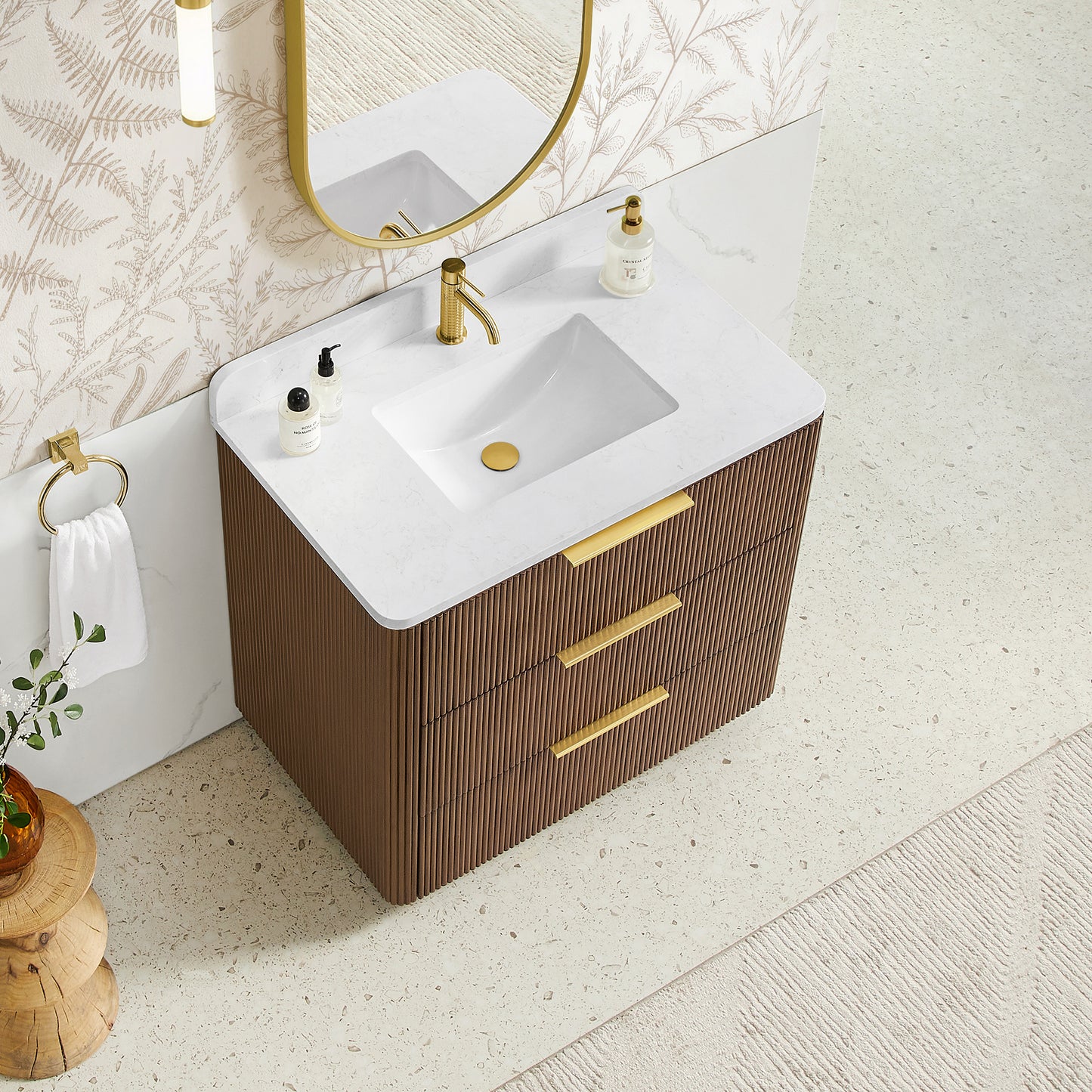 Zanica 36" Single Sink Bath Vanity in Oak Light Walnut