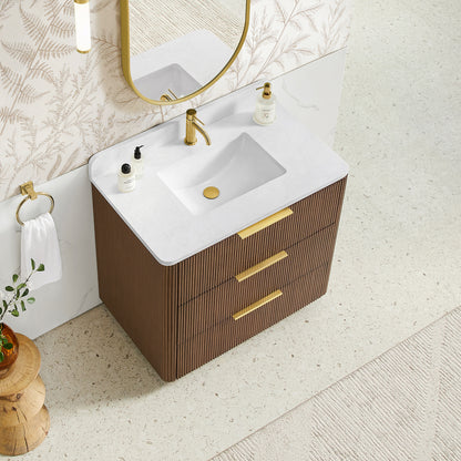 Zanica 36" Single Sink Bath Vanity in Oak Light Walnut