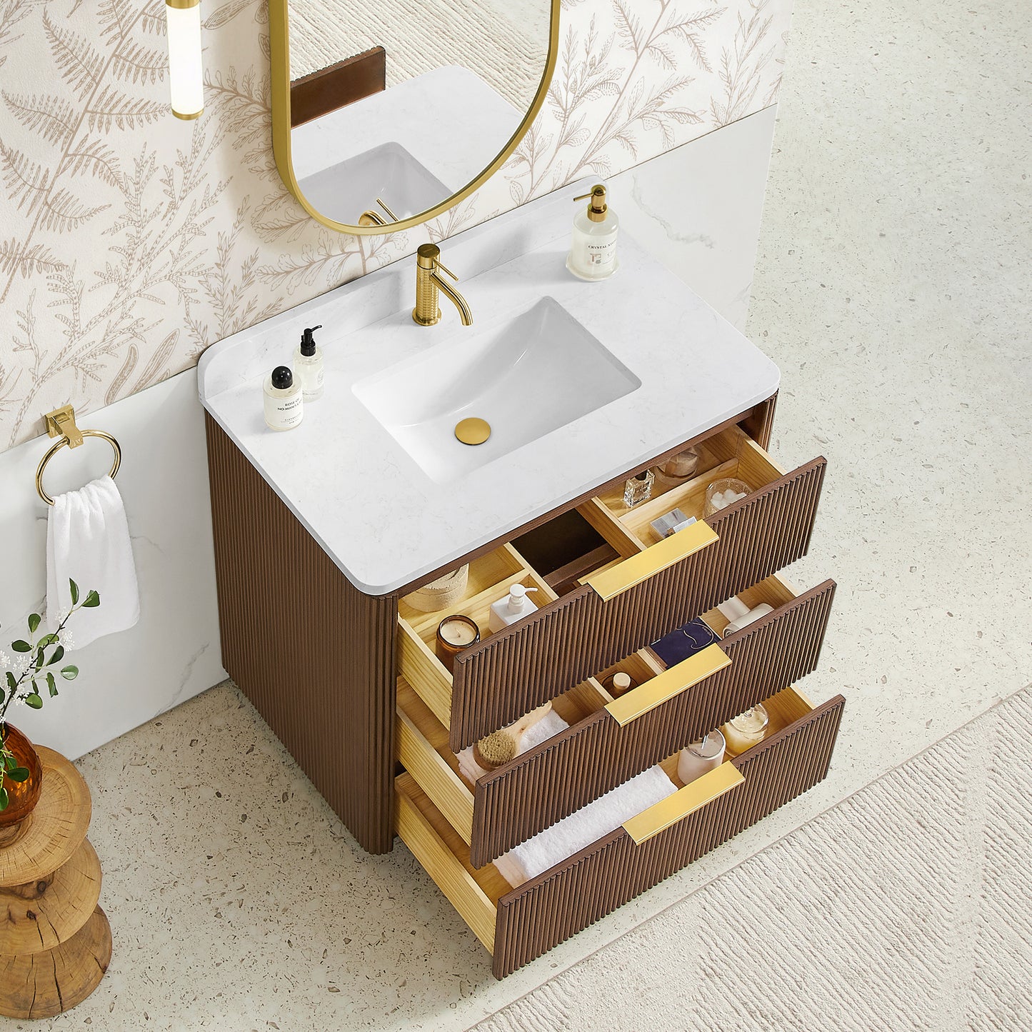 Zanica 36" Single Sink Bath Vanity in Oak Light Walnut
