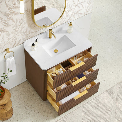 Zanica 36" Single Sink Bath Vanity in Oak Light Walnut