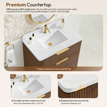 Zanica 36" Single Sink Bath Vanity in Oak Light Walnut