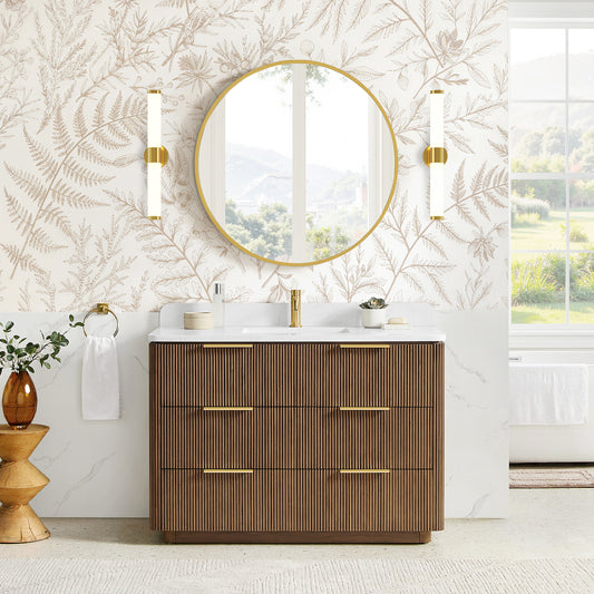 Zanica 48" Single Sink Bath Vanity in Oak Light Walnut