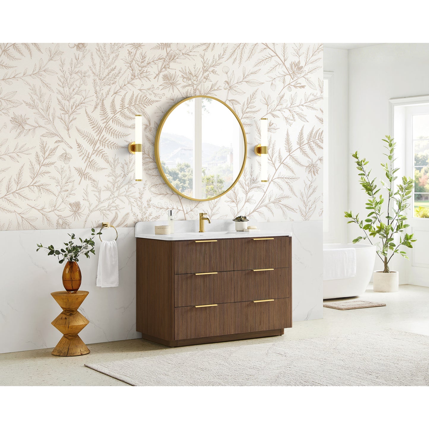 Zanica 48" Single Sink Bath Vanity in Oak Light Walnut