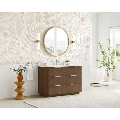 Zanica 48" Single Sink Bath Vanity in Oak Light Walnut