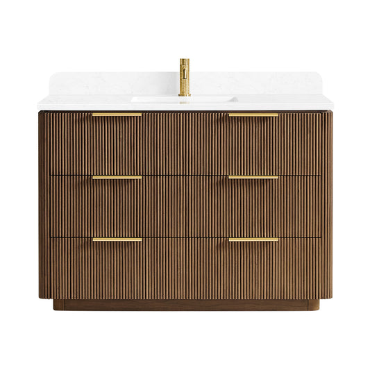 Zanica 48" Single Sink Bath Vanity in Oak Light Walnut
