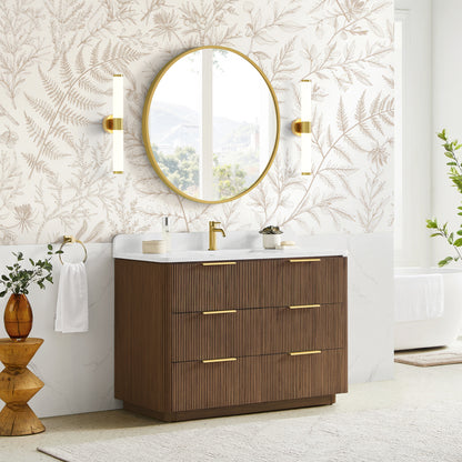 Zanica 48" Single Sink Bath Vanity in Oak Light Walnut