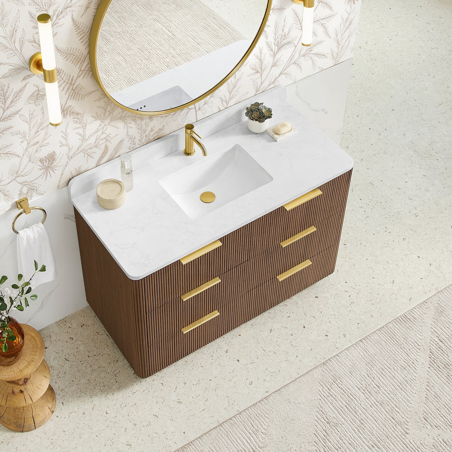 Zanica 48" Single Sink Bath Vanity in Oak Light Walnut