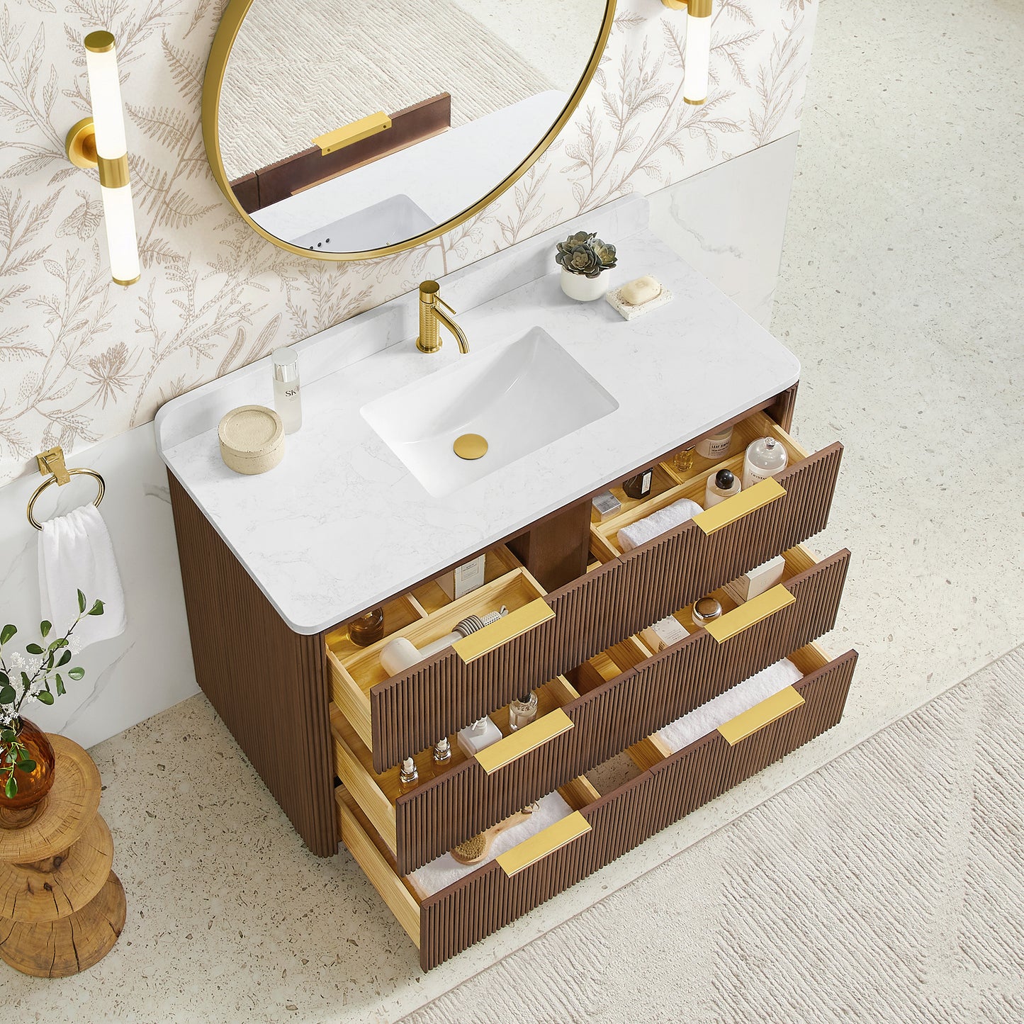 Zanica 48" Single Sink Bath Vanity in Oak Light Walnut
