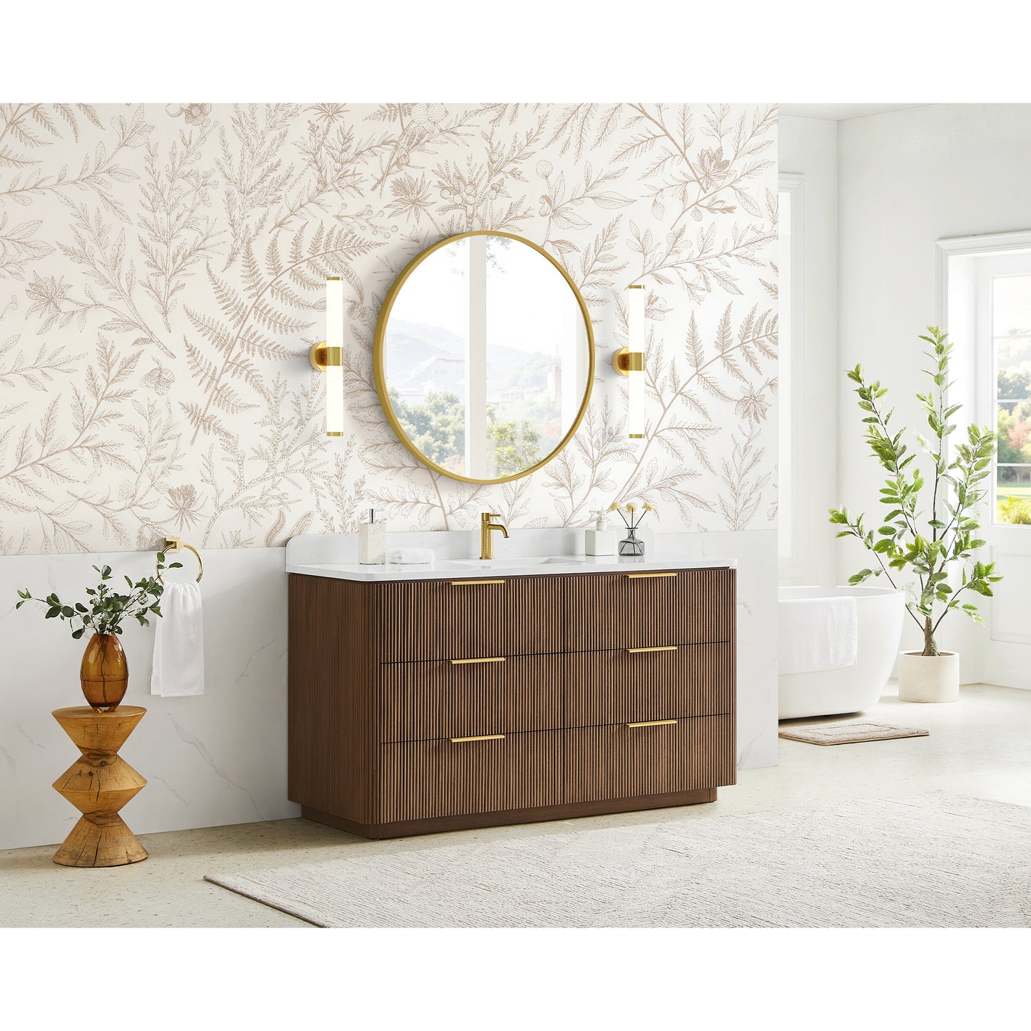 Zanica 60" Single Sink Bath Vanity in Oak Light Walnut