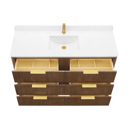 Zanica 60" Single Sink Bath Vanity in Oak Light Walnut