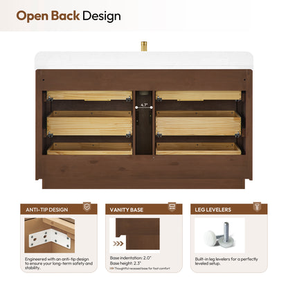 Zanica 60" Single Sink Bath Vanity in Oak Light Walnut