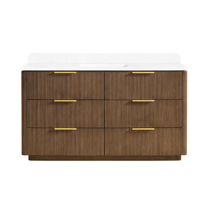 Zanica 60" Single Sink Bath Vanity in Oak Light Walnut