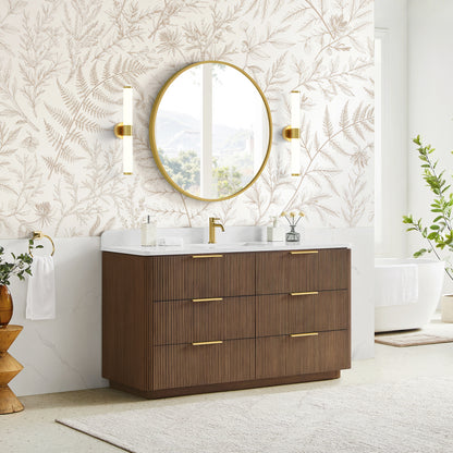 Zanica 60" Single Sink Bath Vanity in Oak Light Walnut