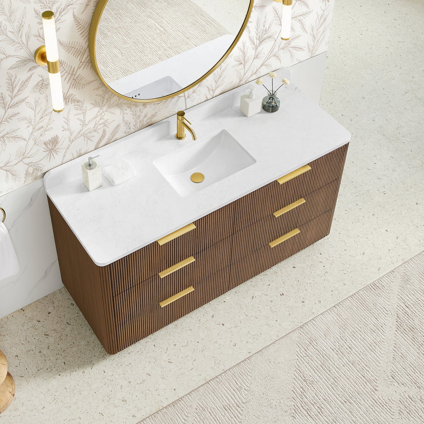 Zanica 60" Single Sink Bath Vanity in Oak Light Walnut