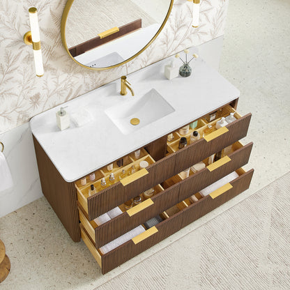 Zanica 60" Single Sink Bath Vanity in Oak Light Walnut