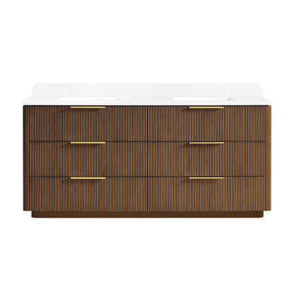Zanica 72" Double Sink Bath Vanity in Oak Light Walnut