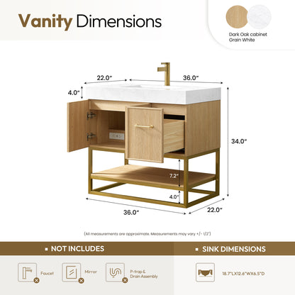 Vittoria 36" Single Bath Vanity in Dark Oak
