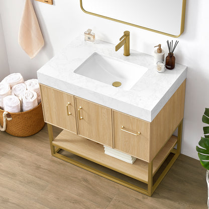 Vittoria 36" Single Bath Vanity in Dark Oak