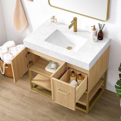 Vittoria 36" Single Bath Vanity in Dark Oak