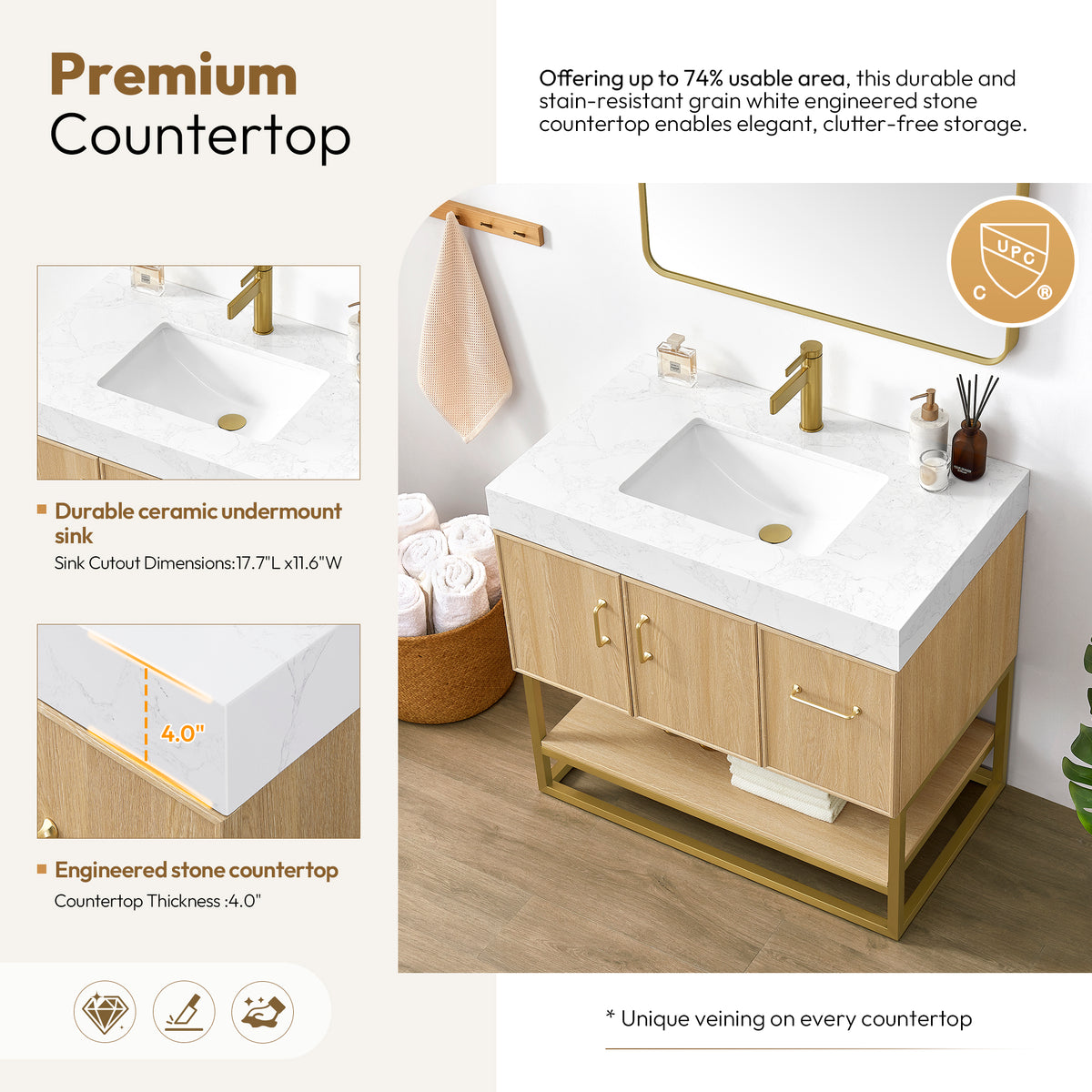 Vittoria 36" Single Bath Vanity in Dark Oak