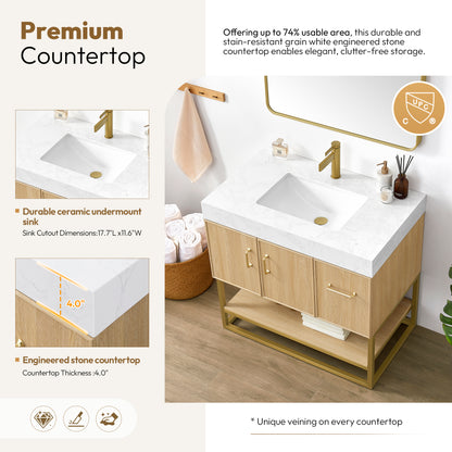 Vittoria 36" Single Bath Vanity in Dark Oak
