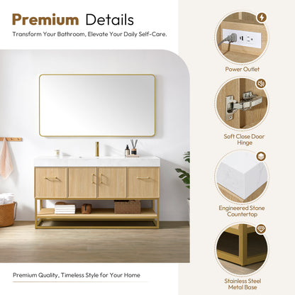Vittoria 60" Single Bath Vanity in Dark Oak