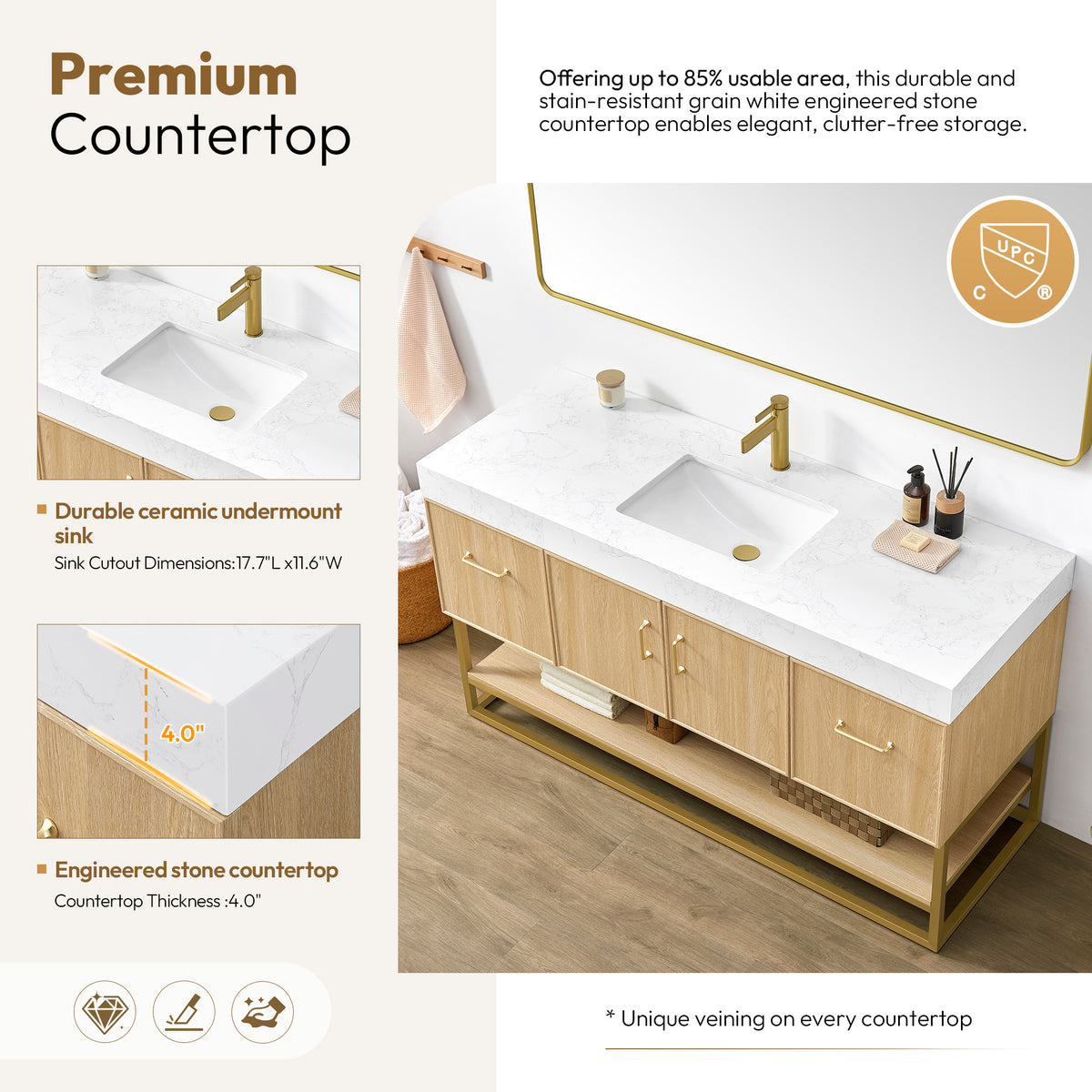 Vittoria 60" Single Bath Vanity in Dark Oak