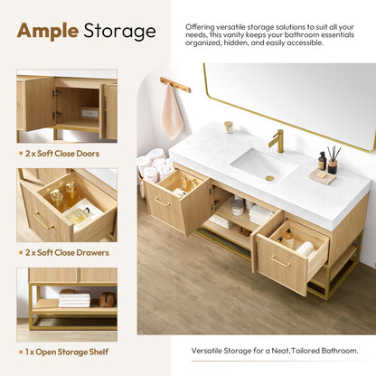 Vittoria 60" Single Bath Vanity in Dark Oak